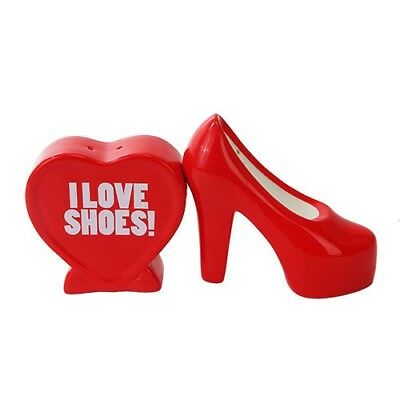 Ebros I Love Heels Ceramic Magnetic Salt Pepper Shakers