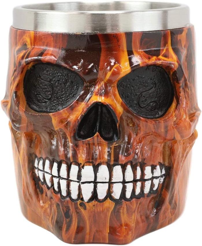 Ebros Inferno Fire Skull Face Drinking Coffee Mug Beverage Drinkware 6.25"W
