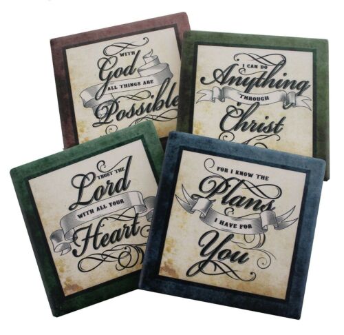 Ebros Inspirational Scripture Verses Coaster Set Of 4 Christian & Spiritual Gift