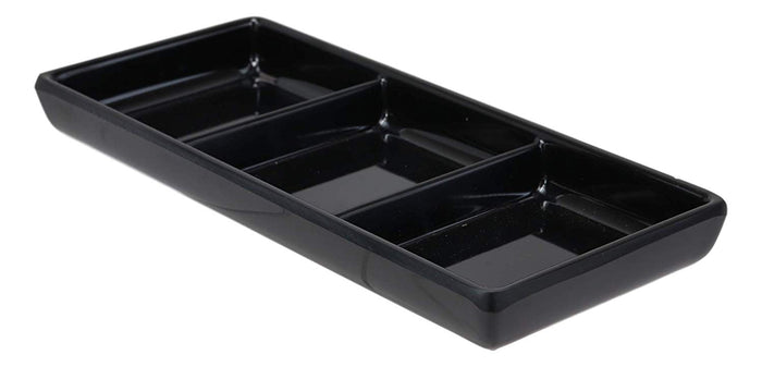 Ebros Jade Melamine Contemporary Design Condiments Oil Ketchup BBQ Soy Sauce Dipping Bowl Or Dish With Dividers 3 Partition Compartments Faux Porcelain Look Restaurant Supply Dip Bowls Dishes (Black)