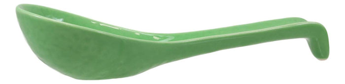 Ebros Japanese Modern Porcelain Soup Spoons With Ladle Hook Pack Of 6 (Green)
