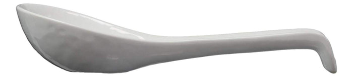 Ebros Japanese Modern Porcelain Soup Spoons With Ladle Hook Pack Of 6 (White)