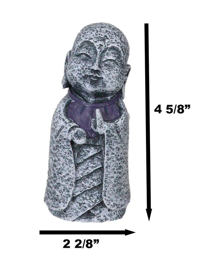 Ebros Japanese Namaste Praying Jizo Monk With Purple Bib Statue 4.75" H Figurine