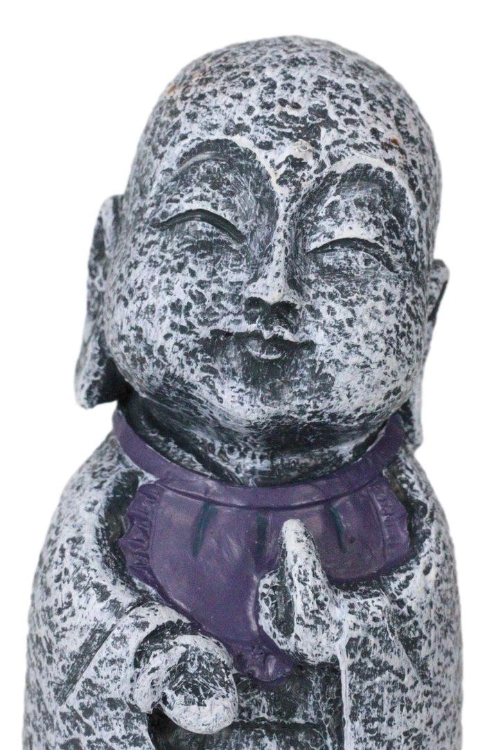 Ebros Japanese Namaste Praying Jizo Monk With Purple Bib Statue 4.75" H Figurine