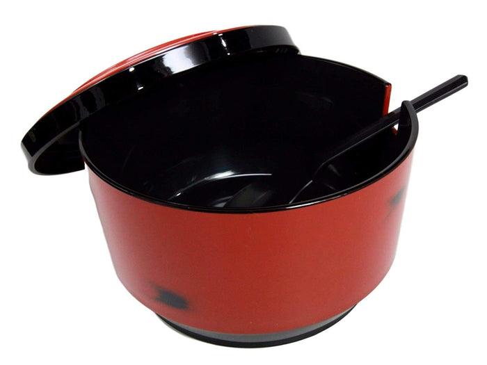 Ebros Japanese Restaurant Grade Red Ohitsu Rice Container Serving Bowl With Scoop