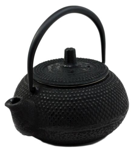Ebros Japanese Tetsubin Black Cast Iron Teapot Imperial Hobnail Design Tea Pot 9 Fl Oz
