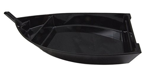 Ebros Japanese Traditional Black Lacquered Plastic Sushi Boat Serving Plate Display