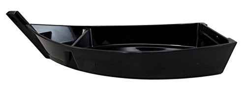 Ebros Japanese Traditional Black Lacquered Plastic Sushi Boat Serving Plate Display