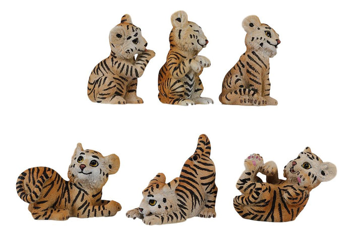 Ebros Jungle Playful Bengal Orange Tiger Cubs Mini Figurines Forest Tigers