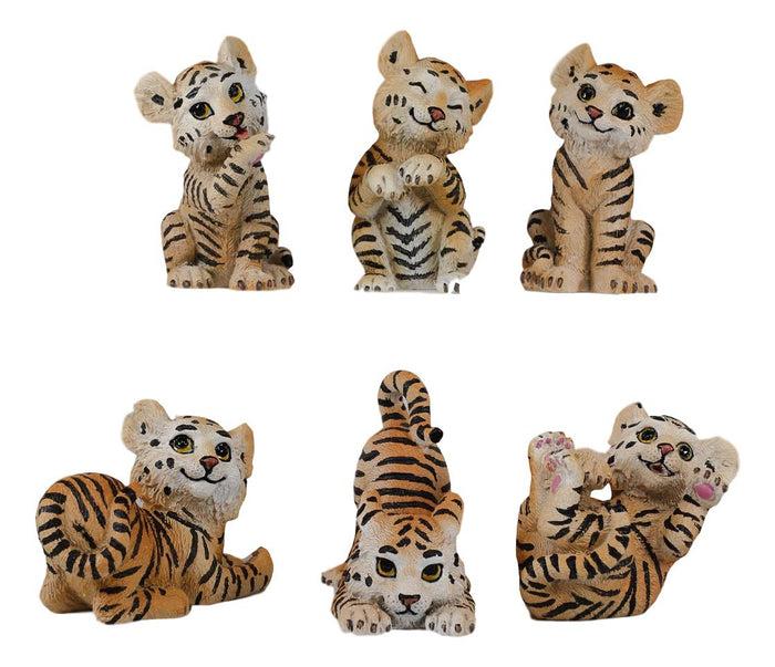 Ebros Jungle Playful Bengal Orange Tiger Cubs Mini Figurines Forest Tigers