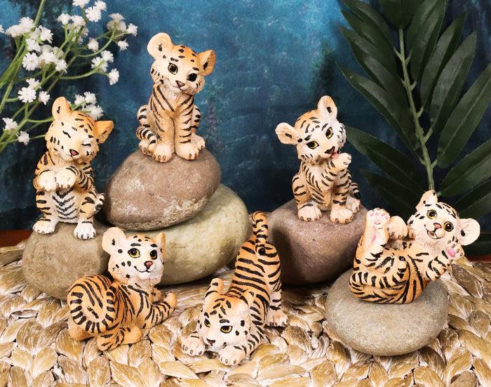 Ebros Jungle Playful Bengal Orange Tiger Cubs Mini Figurines Forest Tigers