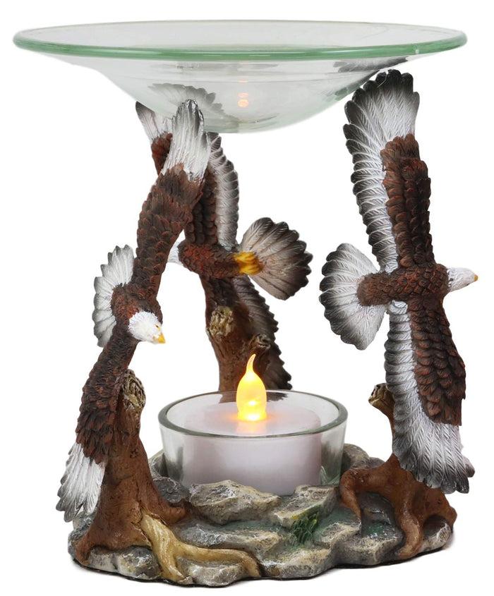 Ebros King Of The Sky Soaring Trinity Bald Eagles Oil Wax Warmer Candle Holder Statue