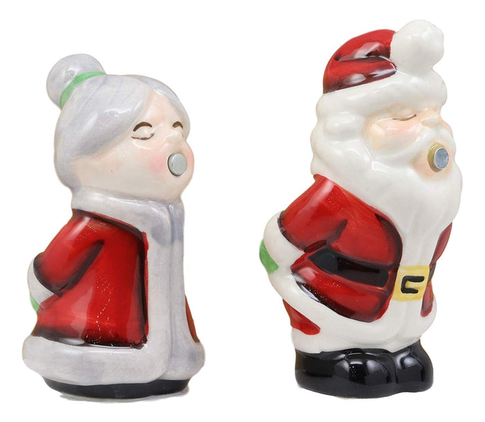 Ebros Kissing Mr And Mrs Santa Claus Couple Magnetic Salt And Pepper Shakers Set