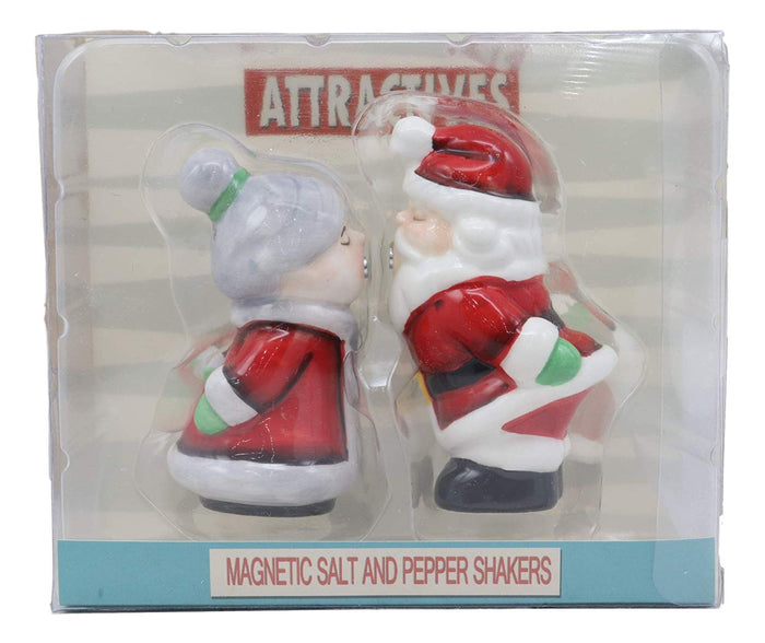 Ebros Kissing Mr And Mrs Santa Claus Couple Magnetic Salt And Pepper Shakers Set
