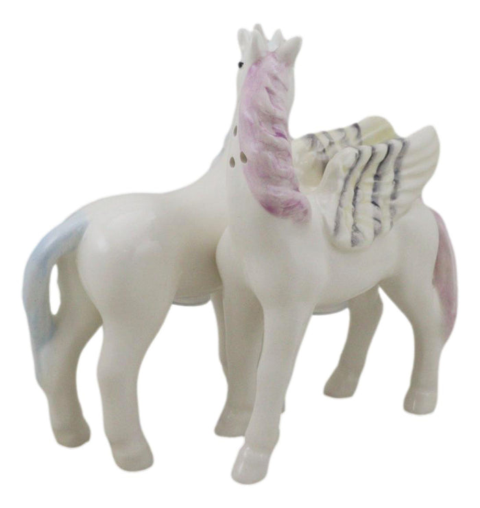 Ebros Kissing Unicorn And Pegasus Ceramic Magnetic Salt And Pepper Shakers Set
