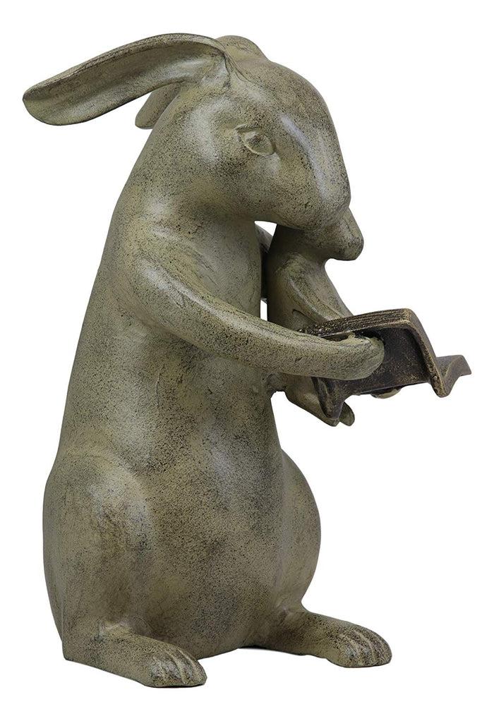 Ebros Large 13"Tall Aluminum Whimsical Story Time Mother Rabbit Reading Book To Her Kit Garden Statue Animal Fairy Tale Nursery Rhymes Rustic Cottage Outdoors Lawn Pool Patio Home Decorative Figurine