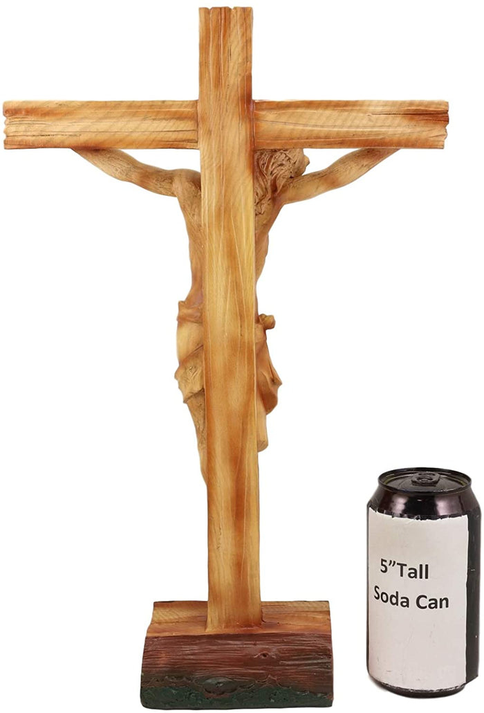 Ebros Large 15"H Jesus Christ With Crown Of Thorns On The Cross Desktop Plaque