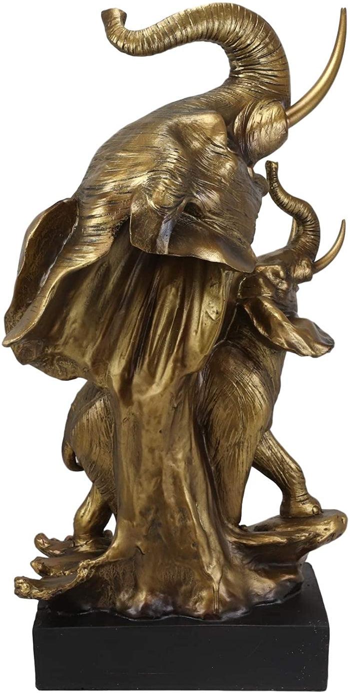 Ebros Large 15" Tall Elephant Bust With Trunk Up Bust Statue On Pedestal Base