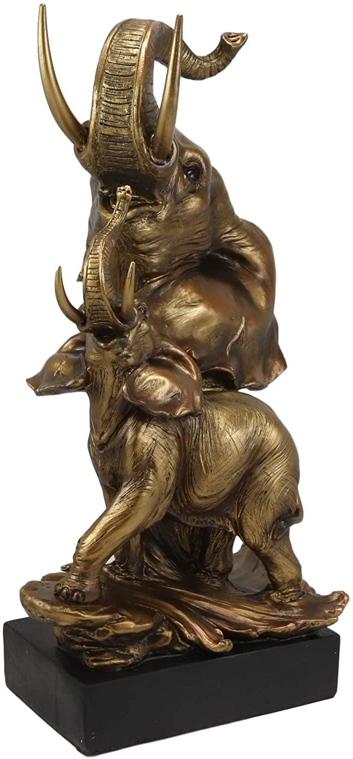 Ebros Large 15" Tall Elephant Bust With Trunk Up Bust Statue On Pedestal Base