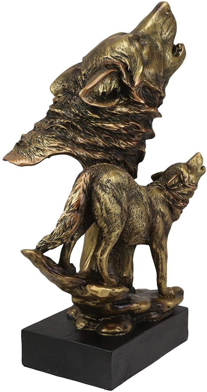 Ebros Large 15" Tall Howling Wolf Bust Statue On Museum Style Pedestal Base
