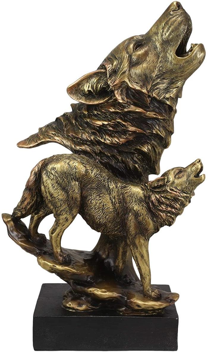 Ebros Large 15" Tall Howling Wolf Bust Statue On Museum Style Pedestal Base