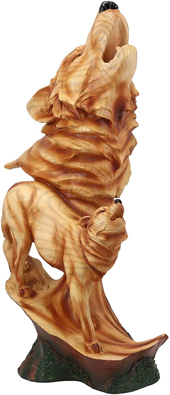 Ebros Large 15" Tall Howling Wolf Bust Statue On Pedestal Base (Faux Wood)