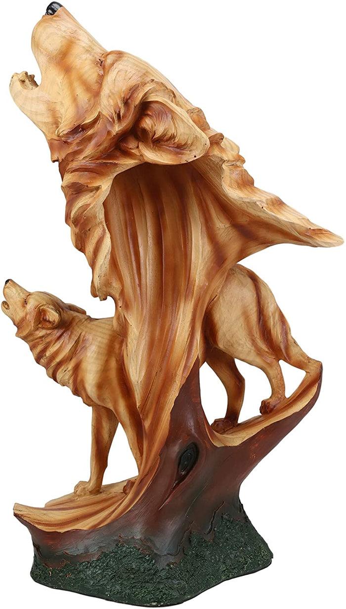Ebros Large 15" Tall Howling Wolf Bust Statue On Pedestal Base (Faux Wood)