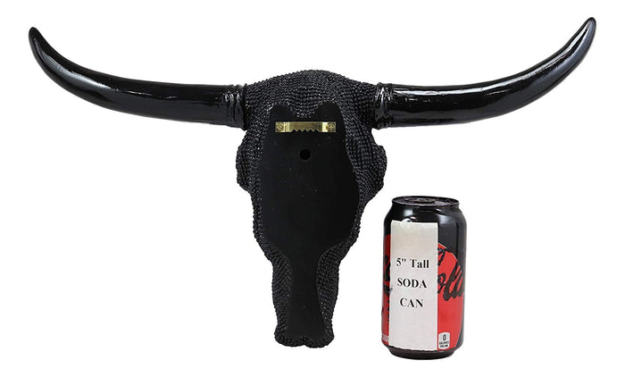 Ebros Large 18.25" W Longhorn Skull Bejeweled In Black Beads Wall Decor