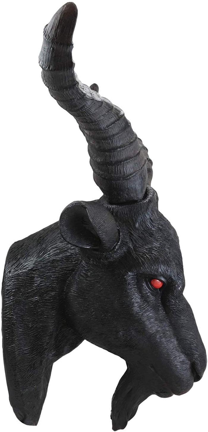 Ebros Large 18.5" Wide Black Goat With Red Eyes Wall Sculpture Hanging Plaque