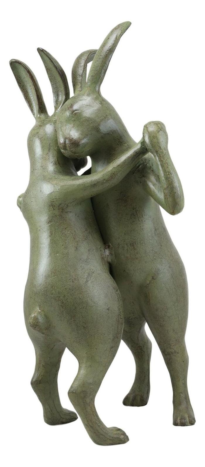 Ebros Large 18" Tall Aluminum Whimsical Romantic Rabbit Couple Ballroom Dancing Garden Statue Animal Fairy Tale Nursery Rhymes Rustic Cozy Cottage Outdoors Lawn Pool Patio Home Decorative Figurine