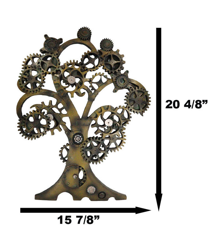 Ebros Large 20" High Steampunk Tree Of Life Wall Decor Victorian Sci Fi Celtic Sacred Tree With Painted Gearwork Pressure Gauge Hanging Plaque Figurine
