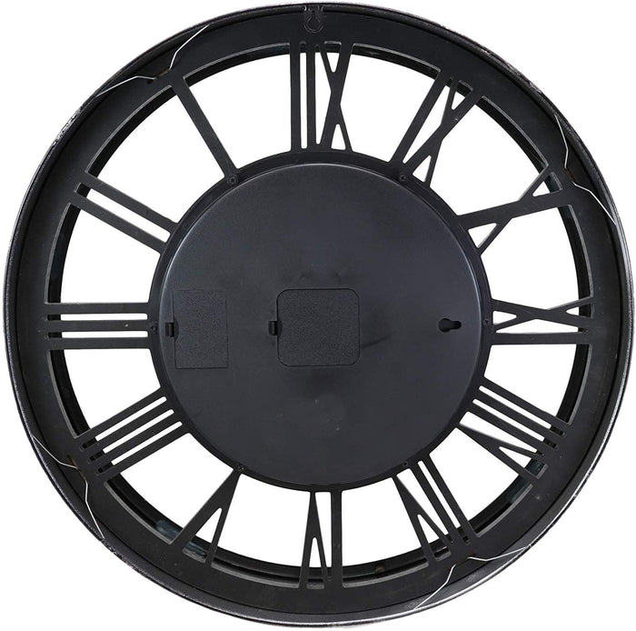 Ebros Large 21.25" W Contemporary Modern Transitional Design Steampunk Wall Clock With Complex Mechanical Moving Gears Mirror Face Roman Numerals Accent Clockwork Gearwork Decor