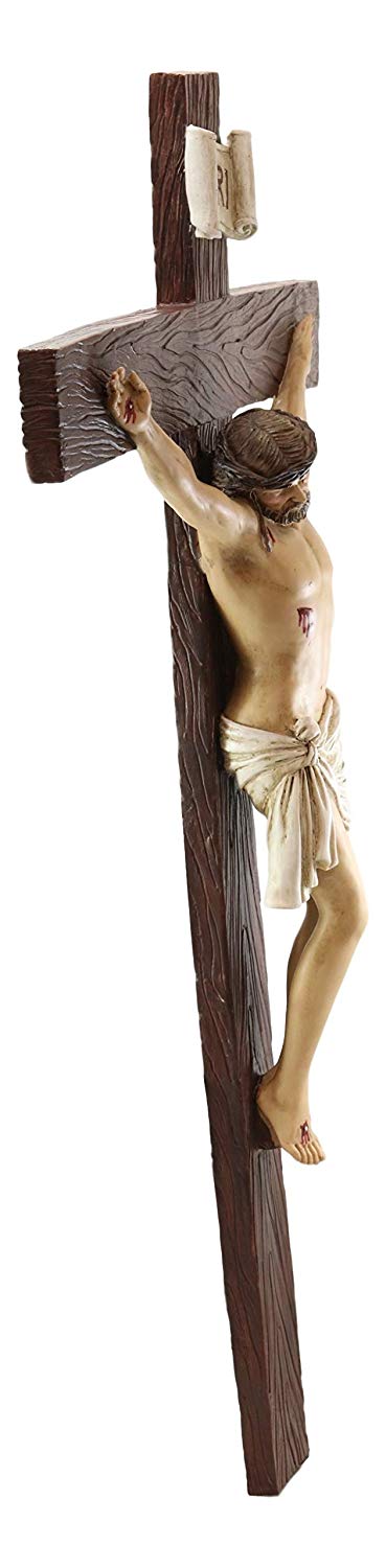 Ebros Large 30" Tall INRI Jesus Christ On The Cross Wall Hanging Crucifix Plaque