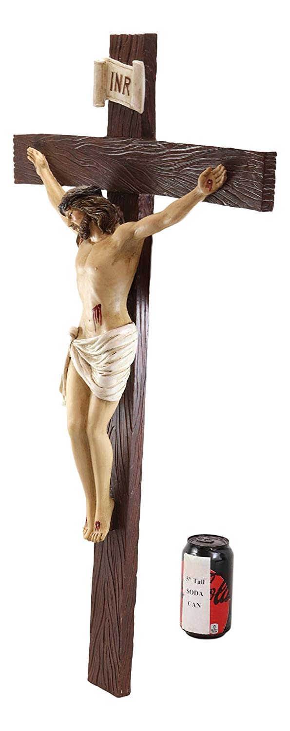 Ebros Large 30" Tall INRI Jesus Christ On The Cross Wall Hanging Crucifix Plaque