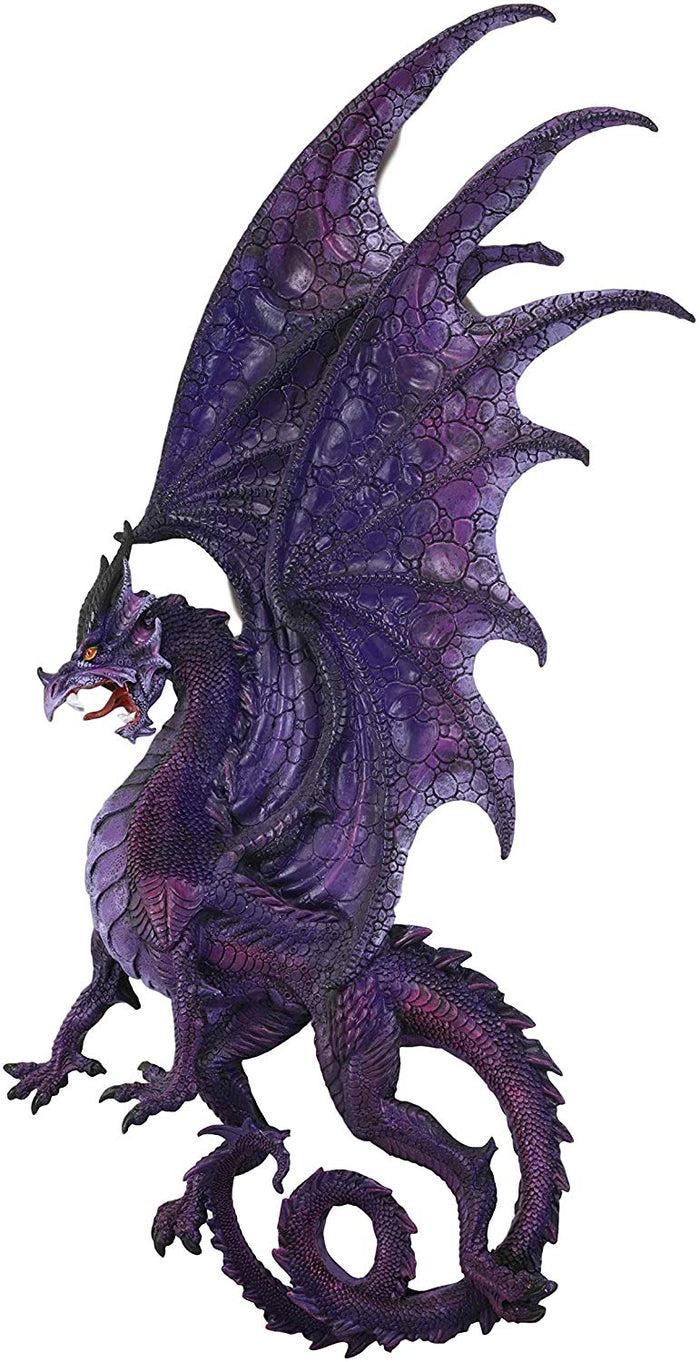 Ebros Large 34"H Medieval Fantasy Twilight Purple Moon Dragon Skull Wall Decor Plaque