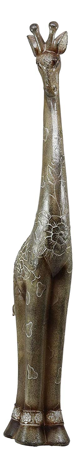 Ebros Large Abstract Sandstone Finish Elegant Standing Giraffe With Floral Spots Statue 25" Tall Safari Savannah Giraffes Long Neck Animal Figurine Madagascar Africa Wildlife Decor And Gifts