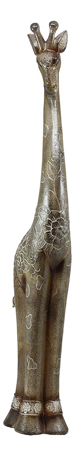 Ebros Large Abstract Sandstone Finish Elegant Standing Giraffe With Floral Spots Statue 25" Tall Safari Savannah Giraffes Long Neck Animal Figurine Madagascar Africa Wildlife Decor And Gifts