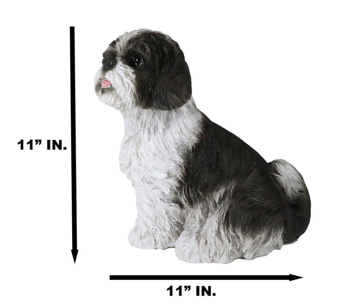 Ebros Large Adorable Lifelike Shih Tzu Dog Statue 10.25" Tall Realistic Glass Eyes