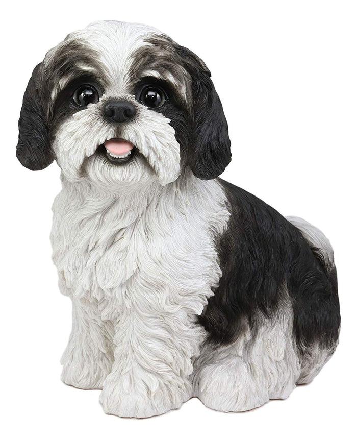 Ebros Large Adorable Lifelike Shih Tzu Dog Statue 10.25" Tall Realistic Glass Eyes