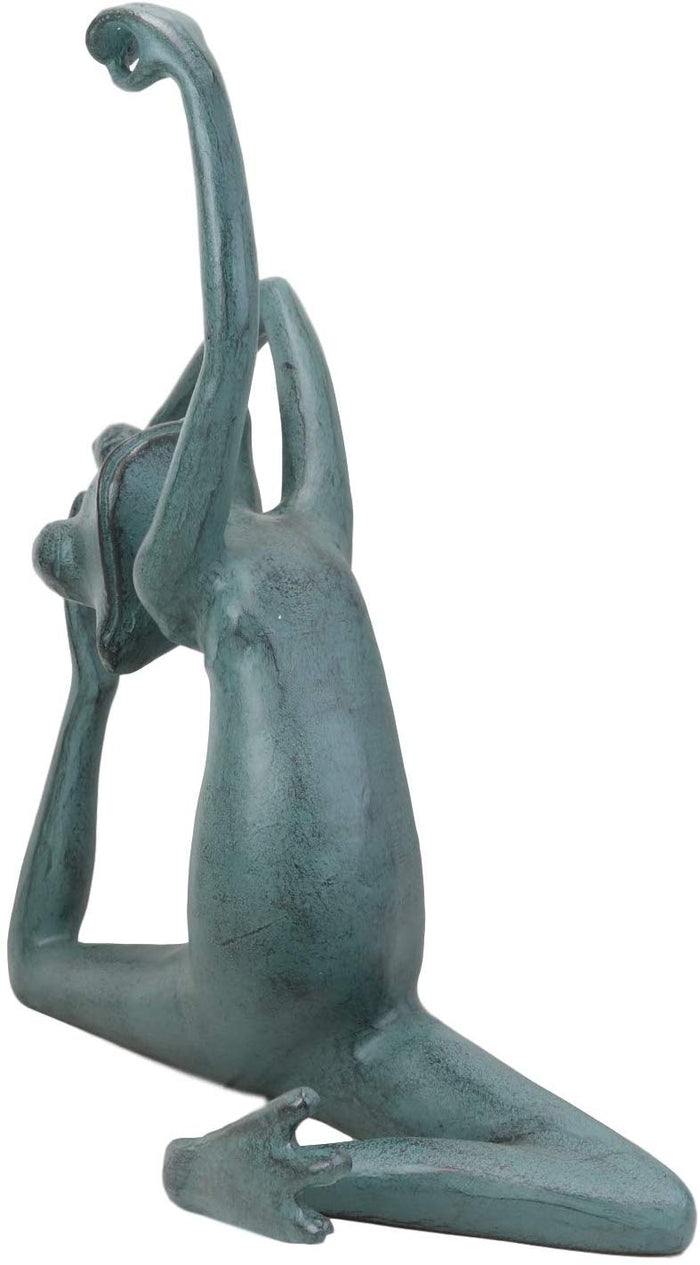Ebros Large Aluminum Frog In Lizard Pose Yoga Stretch Garden Statue 15" Long
