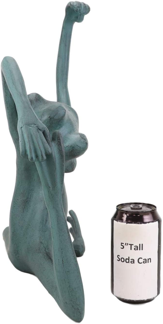 Ebros Large Aluminum Frog In Lizard Pose Yoga Stretch Garden Statue 15" Long