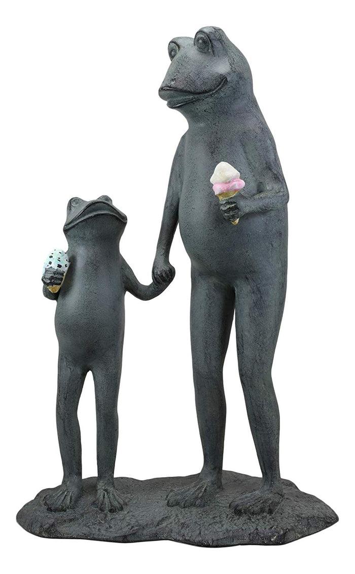 Ebros Large Aluminum Ice Cream Treat Father And Son Frogs Garden Statue 19" Tall
