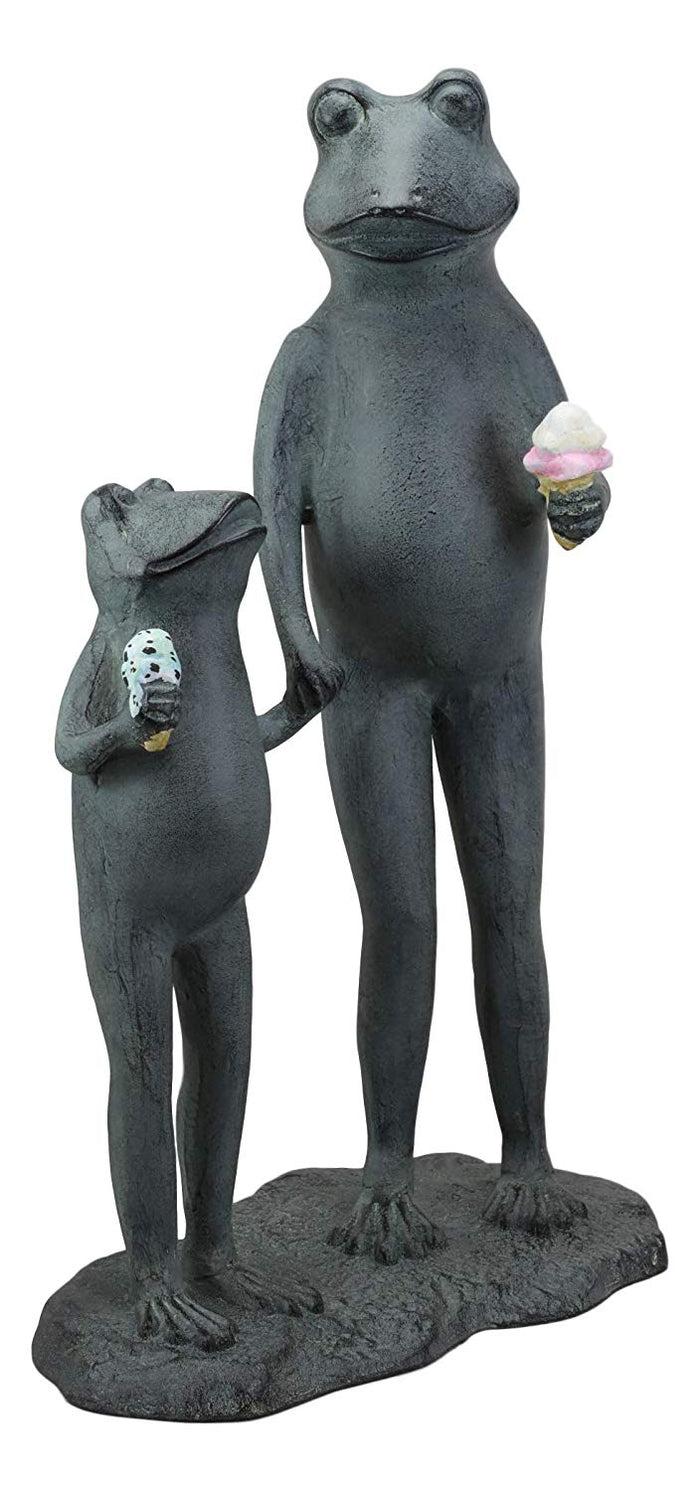 Ebros Large Aluminum Ice Cream Treat Father And Son Frogs Garden Statue 19" Tall
