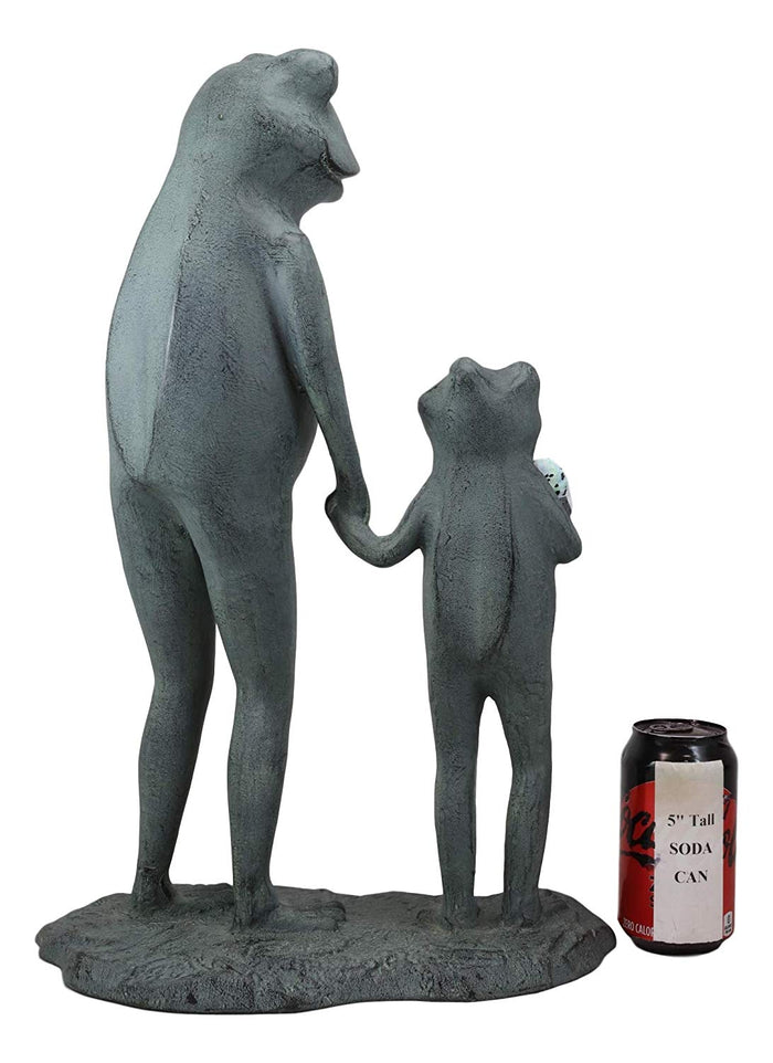 Ebros Large Aluminum Ice Cream Treat Father And Son Frogs Garden Statue 19" Tall