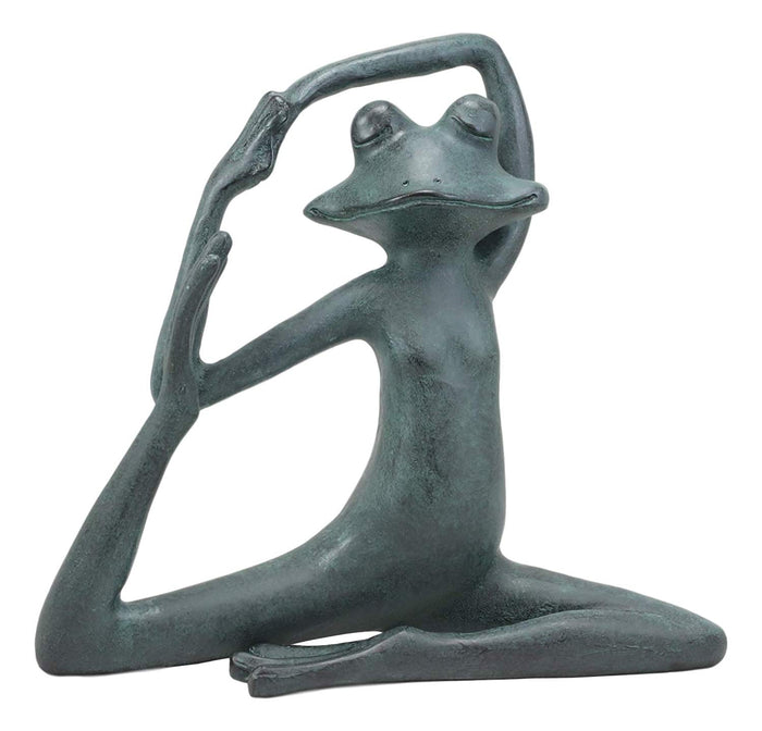 Ebros Large Aluminum Whimsical Rustic Yoga Frog Stretching Limbs Garden Statue Decor 13.5" L