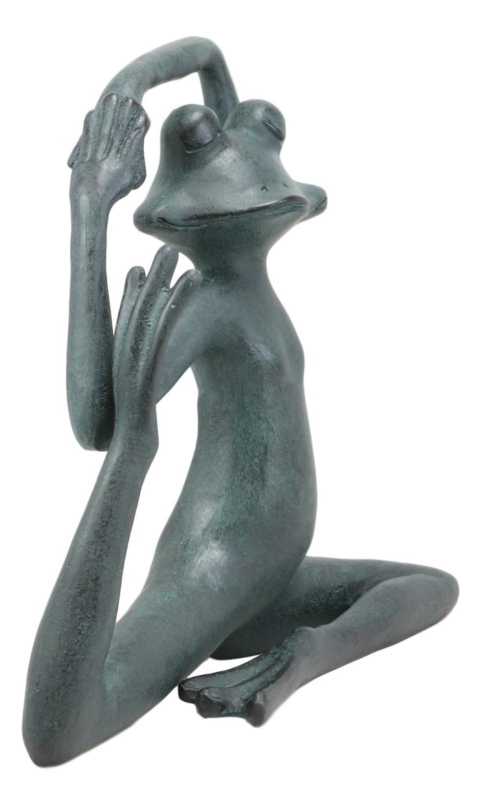Ebros Large Aluminum Whimsical Rustic Yoga Frog Stretching Limbs Garden Statue Decor 13.5" L