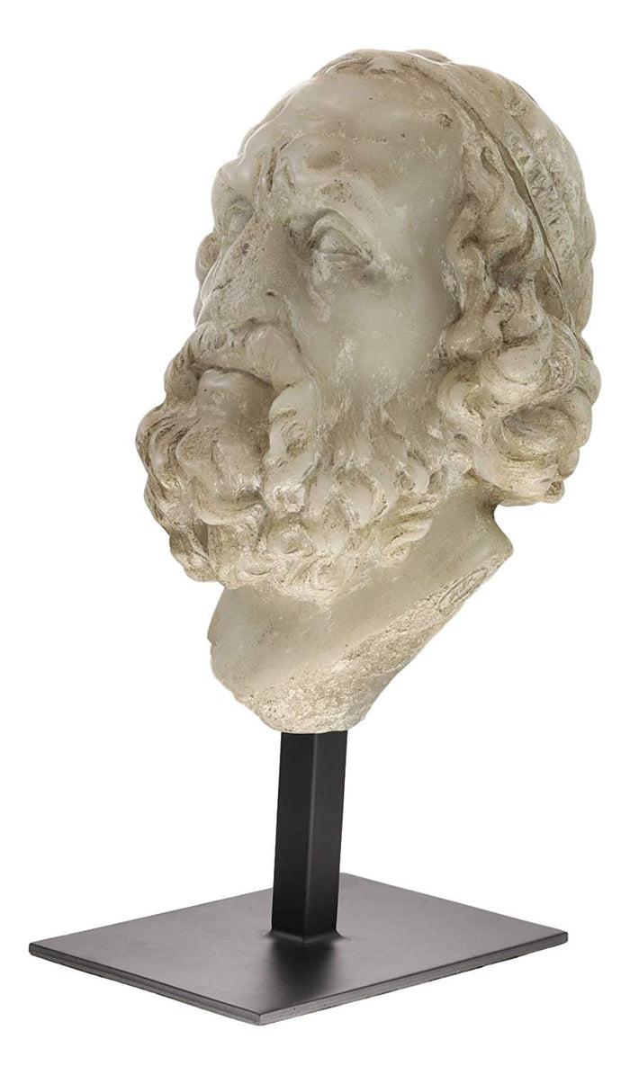 Ebros Large Ancient Classical Baroque Greek Roman Legendary Author Homer Head Bust Antique Artifact Reproduction Replica With Museum Gallery Stand Statue Classic Home Decorative Figurine Heads