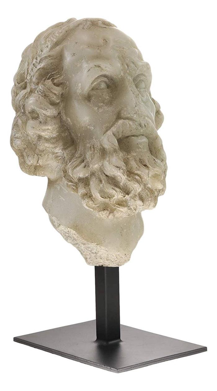 Ebros Large Ancient Classical Baroque Greek Roman Legendary Author Homer Head Bust Antique Artifact Reproduction Replica With Museum Gallery Stand Statue Classic Home Decorative Figurine Heads