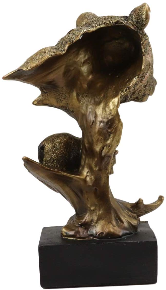 Ebros Large Black Bear Head Bust With Cub Statue On Pedestal Base Figurine 10"H