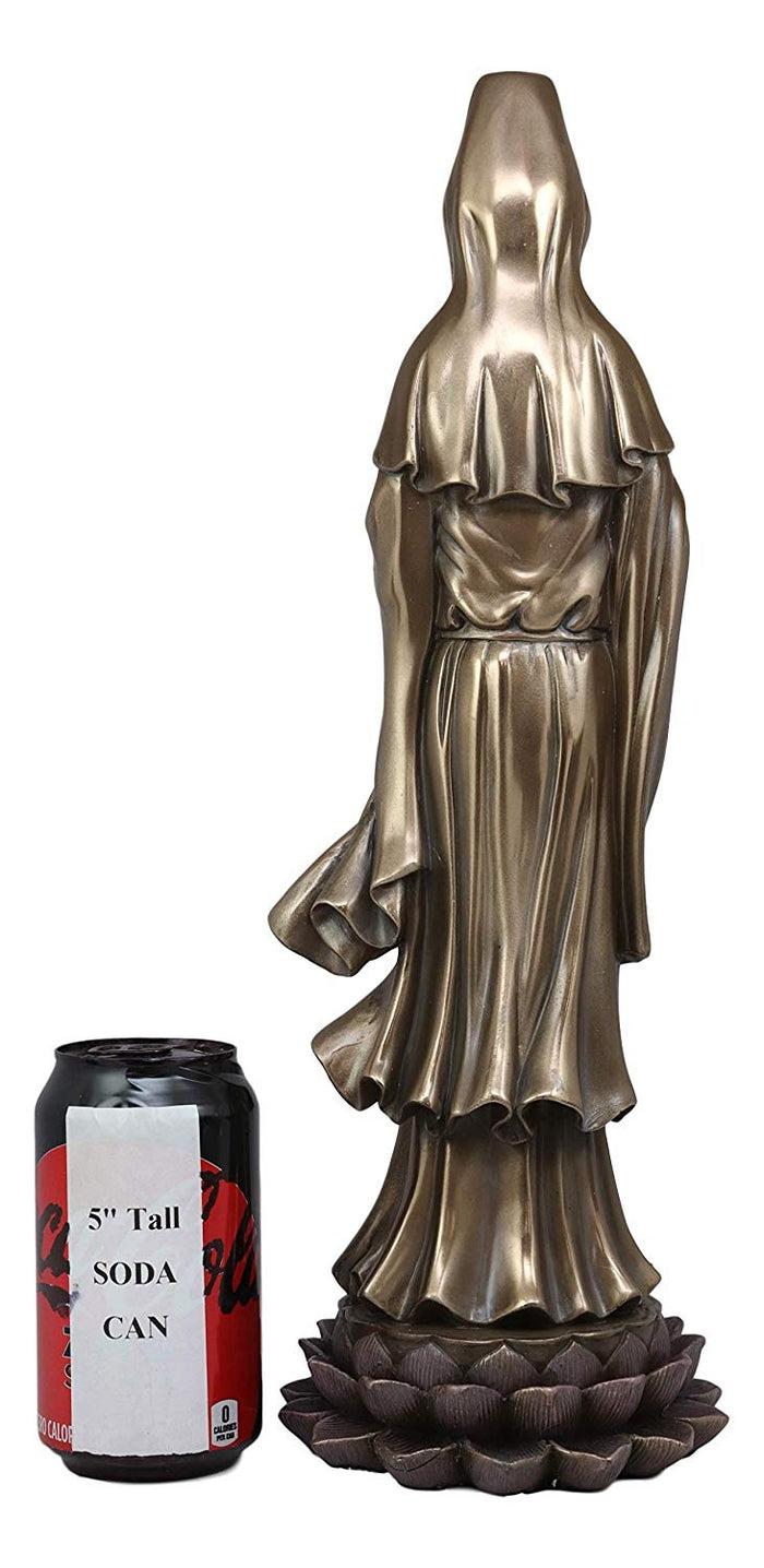 Ebros Large Bodhisattva Kuan Yin In Vitarka Mudra Hand Pose Standing On Lotus Flower Statue 16.25" Tall